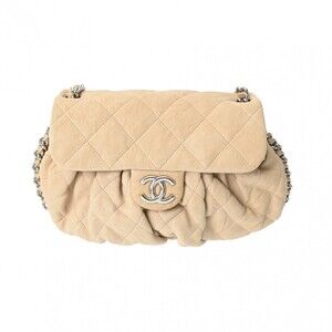 CHANEL Chain Around Shoulder Bag Beige Calfskin